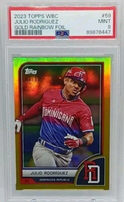 Julio Rodriguez #/50 Gold Refractor 2023 Topps WBC Rainbow Foil PSA 9 Mariners