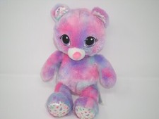Build A Bear Plush Pink Blue Purple Tie Dye with Hearts 16" Teddy Bear