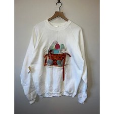 90s Vintage Easter Egg Bucket Custom made Sweatshirt Crewneck VTG Large