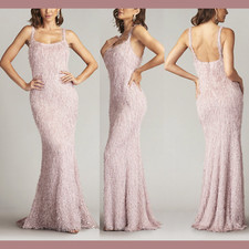 NEW Tadashi Shoji  Medium  Pip Eyelash Yarn Spaghetti Gown Mauve Pink S1287