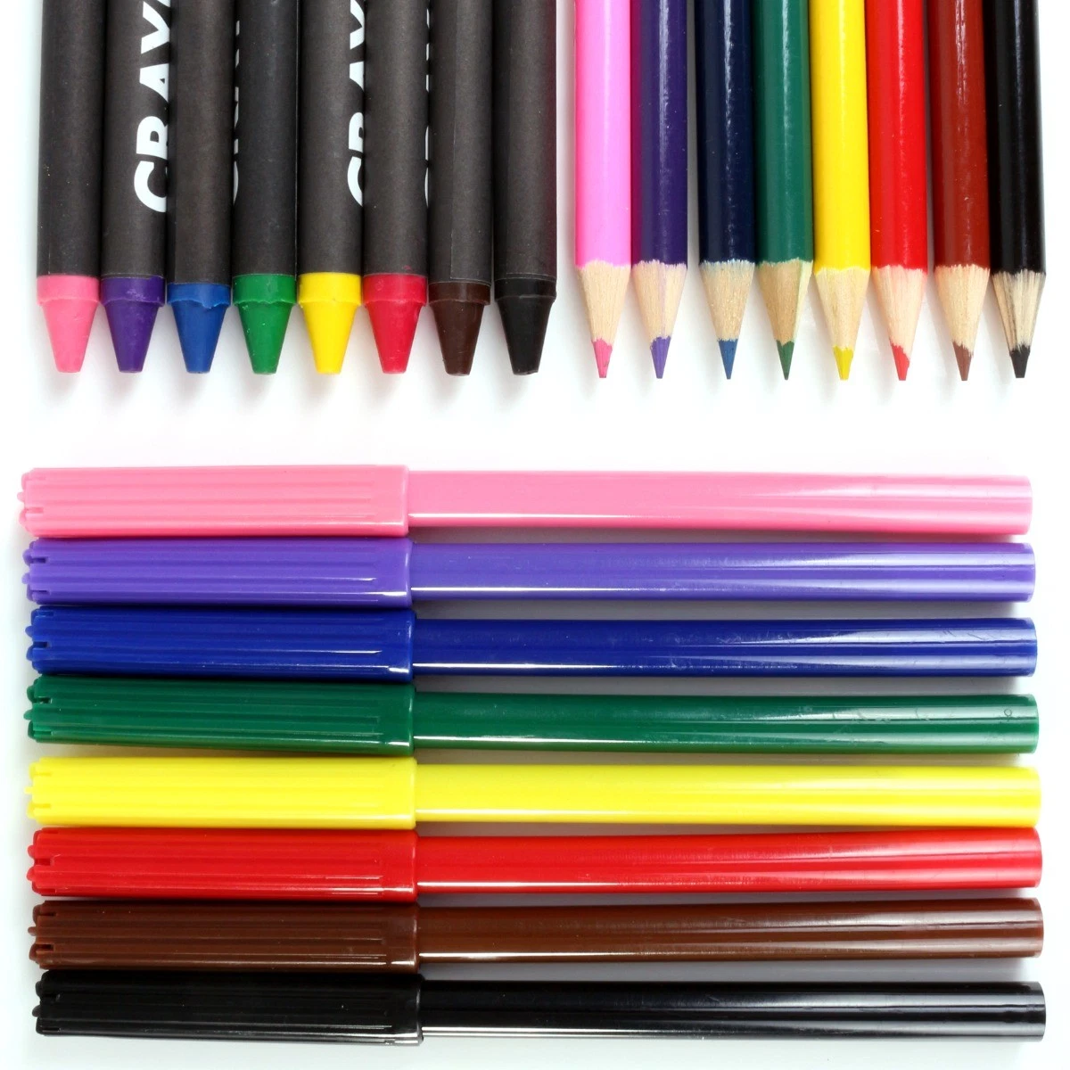 24Pc BUMPER PEN PENCIL & CRAYON PACK Kids Stocking Filler Drawing Colouring  Set