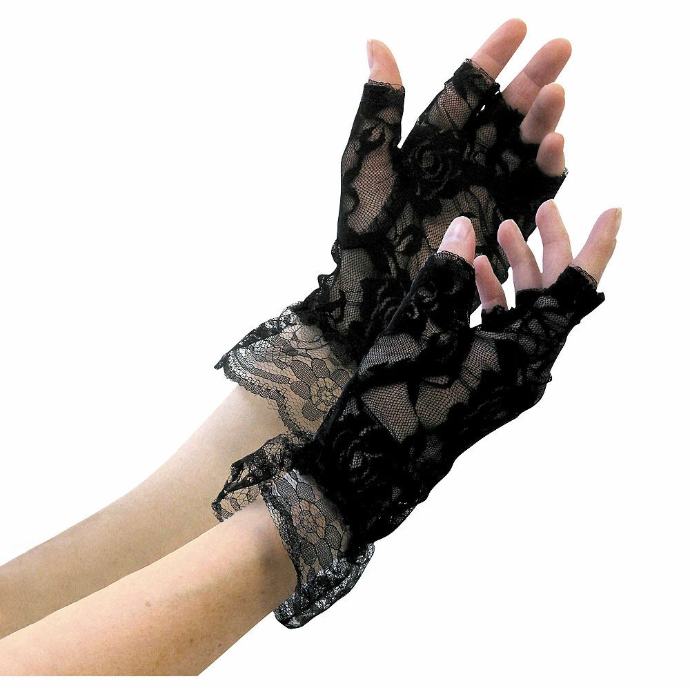 Black Lace Pirate Fingerless Gloves Costume Accessory eBay