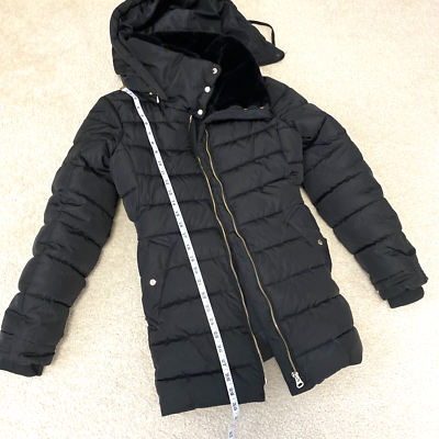 ZARA TRF Heat Power Extra-Warmth Hooded Coat Size S in Black
