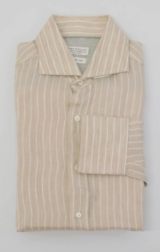 NWT Brunello Cucinelli Mens "Basic Fit" Pinstripe Print Button-Down Shirt S A238 - Picture 1 of 6