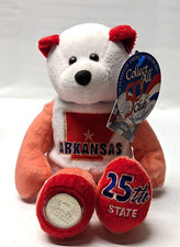 Coin Bear 25 Arkansas Collectible Stuffed Plush 9" Bear Limited Treasures