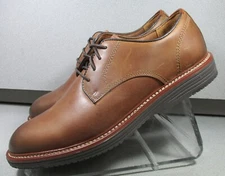 204338 MS50 UPTON MENS SHOES 11 W TAN OILED LEATHER LACE UP JOHNSTON&MURPHY