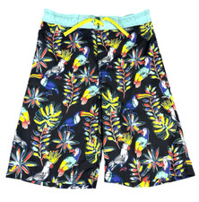 Tommy Bahama Boys' Swim Trunks   Hawaiian Parrots Print  Mesh-Lined  Size L