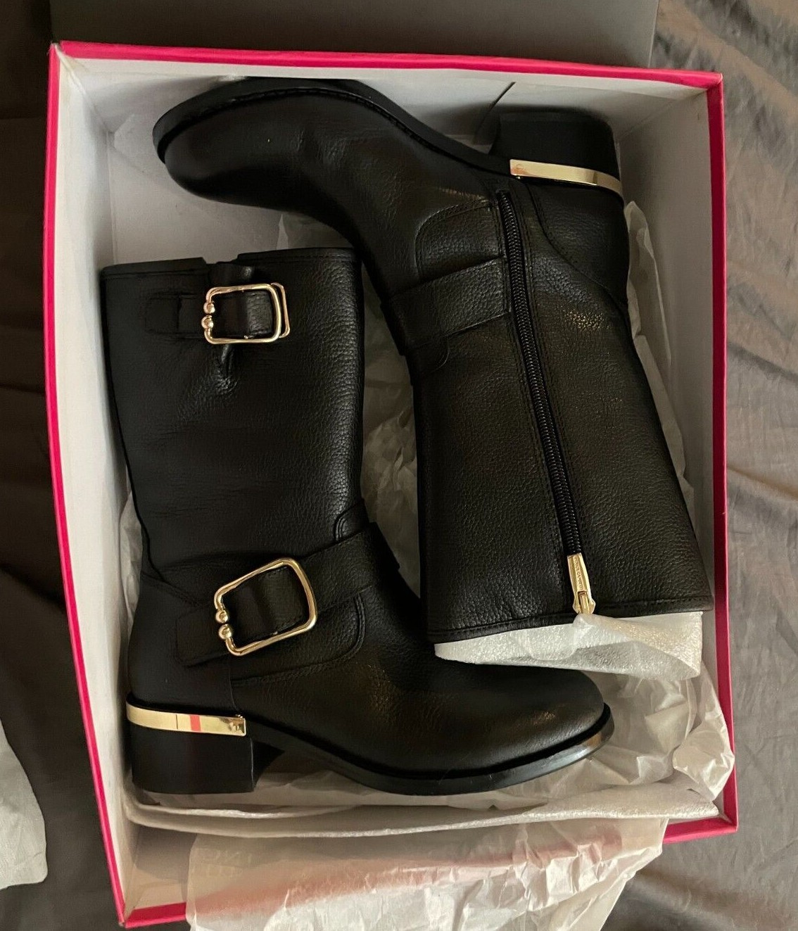 black leather Wantilla moto boots Size 