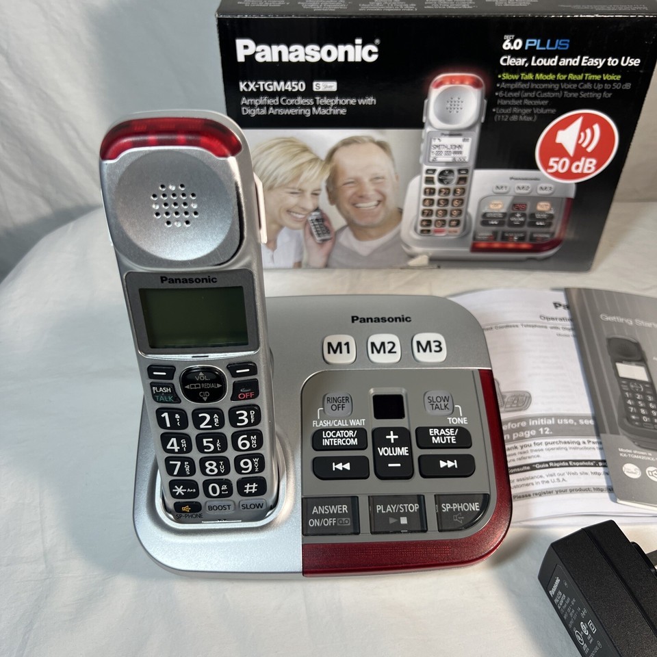 Panasonic KXTGM450S Amplified Cordless Phone Voice Booster UpTo 50 dB Silver 885170263093 eBay