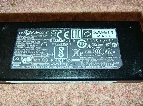 Genuine Polycom 48V 0.52A 25W 5.5mm x 2.5mm AC Adapter Power Supply VVX VOIP PSU