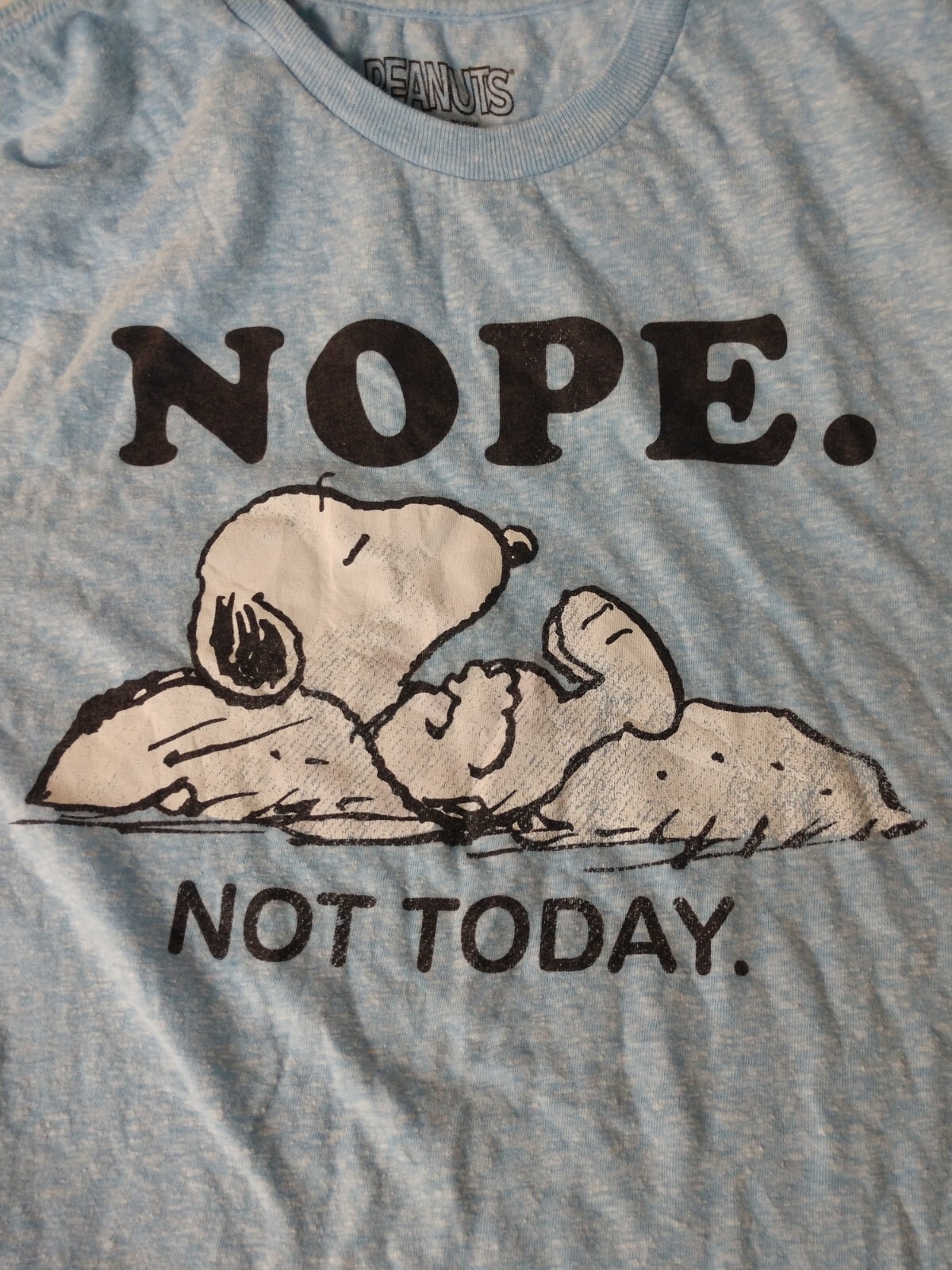 Peanuts Shirt Mens Size Medium Blue Snoopy Nope Not Today Casual