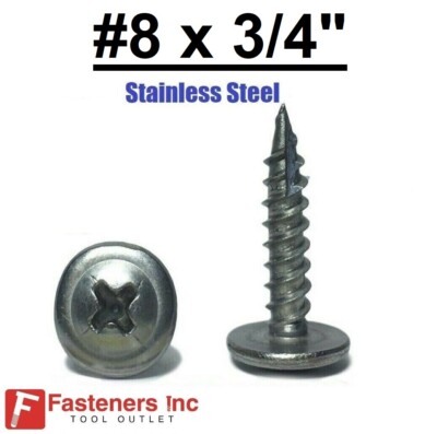 #8 x 3/4'' Stainless Steel Phillips Modified Truss Head Lath K-Lath Screws Sharp