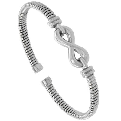 925 Sterlingsilber flexibel italienische Unendlichkeit kleine Manschette Armreif Armband 6'' lang