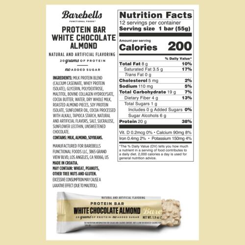 Barebells White Chocolate Almond Protein Bars 24 Count Low Sugar Snack Pack - Picture 6 of 6