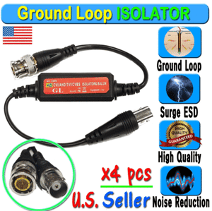 Coaxial Video Ground Loop Isolator Balun BNC Male to Female for CCTV Camera