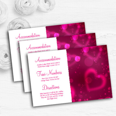 Personalisierte Informationskarten Hot Pink Herzen Hochzeitsgast