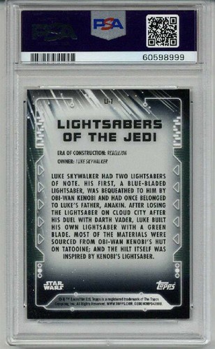 2020 TOPPS STAR WARS HOLOCRON LJ1 LUKE SKYWALKER LIGHTSABERS PSA 8 NM-MT POP 2 - Picture 2 of 2