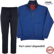 Tuta da ginnastica uomo completa felpata invernale giacca e pantalone blu M L XL