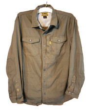 DEWALT Men's Guaranteed Tough Long Sleeve Button Work Shirt Canvas Size L Brown