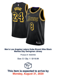 nike los angeles lakers kobe bryant black mamba city edition swingman jersey