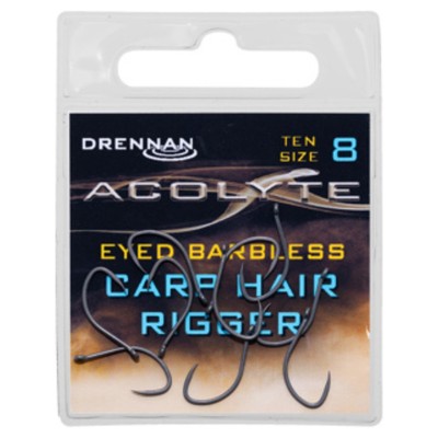 Drennan Barbless Hooks Acolyte Carp Hair Rigger Durable Angled Eye Angelhaken