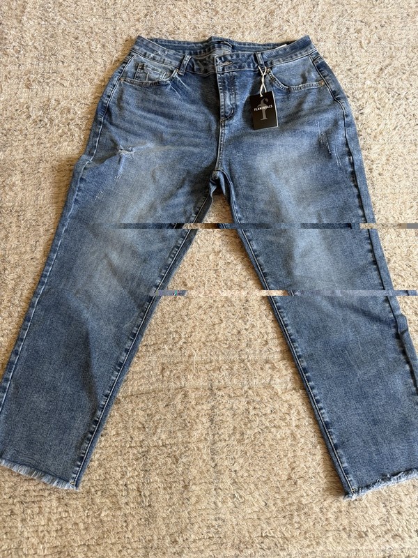 Flamingals Women’s Plus 2XL Blue Medium Wash Straight Leg Denim Jeans 5-Pocket