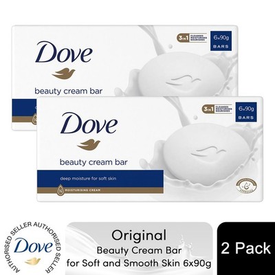 Dove Original Beauty Cream Bar Deep Moisture für weiche und glatte Haut 6x90g, 2er Pack
