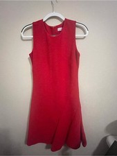 Calvin Klein Red Sleeveless Chevron A-Line Dress