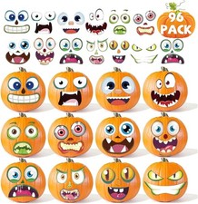 96 Pack Halloween Pumpkin Decorating Craft Stickers Mini Make 96 Small Pumpkin
