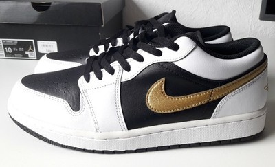 Nike Air Jordan 1 Low White/Metallic Gold-Black 553558-172 EU 44 US 10 Herren