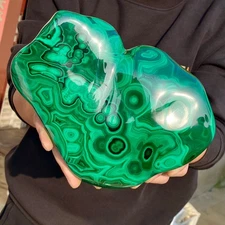 8.95LB Large Natural glossy Malachite transparent cluster rough mineral sample.
