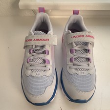 Under Armour Assert 8 Kids Athletic Sneakers Hook  Loop Mesh Gray/Pink 2.5Y