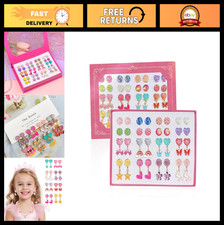 16 Pairs Kids Clip-On Earrings Set for Girls - Princess Dress-Up Jewelry Gift Bo