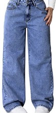 Girls Size 14Y Baggy Dark Blue Wash Wide-Leg Denim Jeans NWT