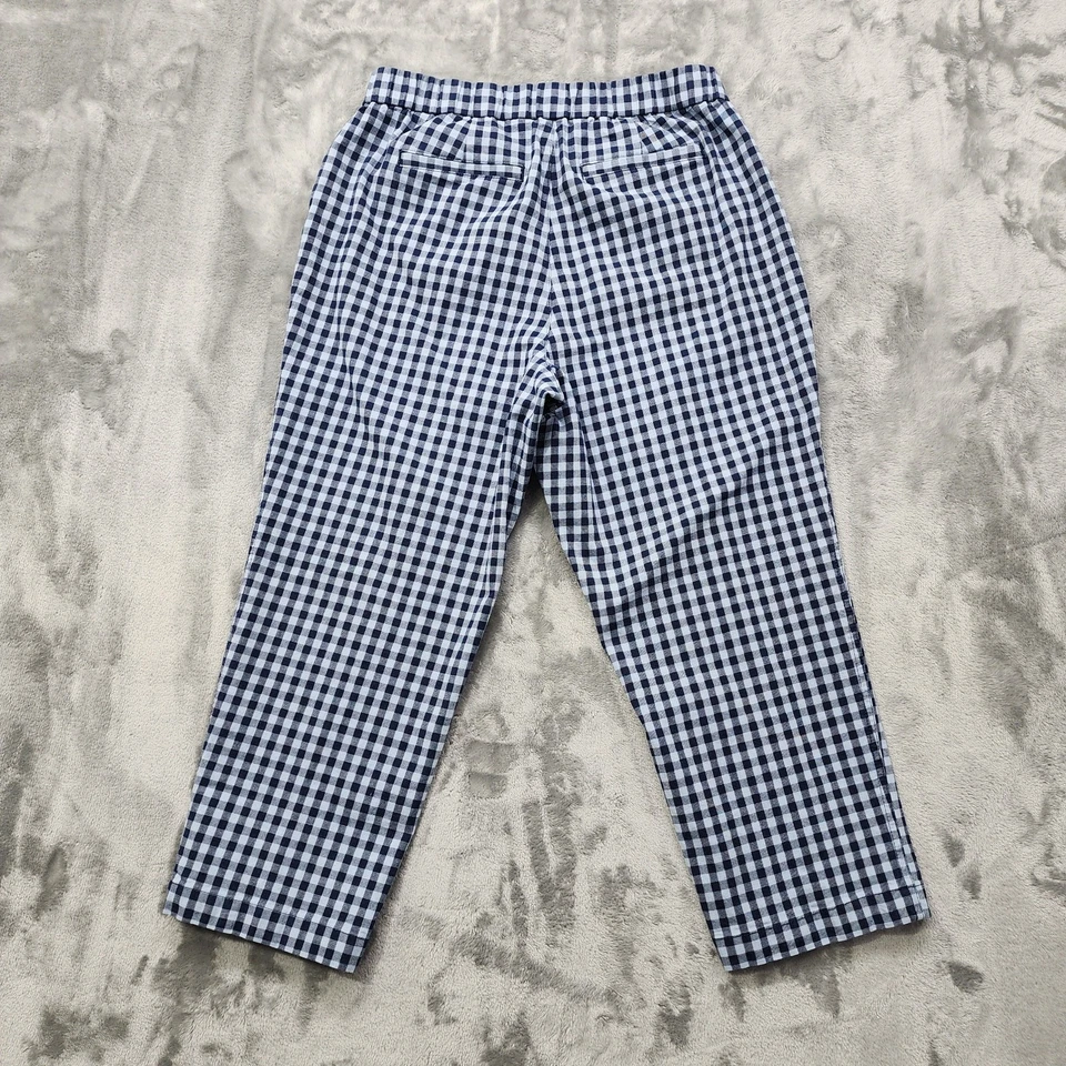 Lands End Pants Womens 6P PETITE Blue Gingham Check Mid Rise Pull On Capri Chino - Image 2 of 4