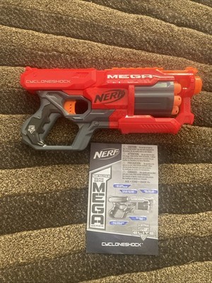 Nerf Mega Cycloneshock Dart Blaster Gun with Darts 6 Loaded With Manual