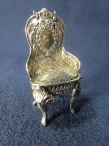*Chair Sterling Silver Miniature Dollhouse Size England Antique
