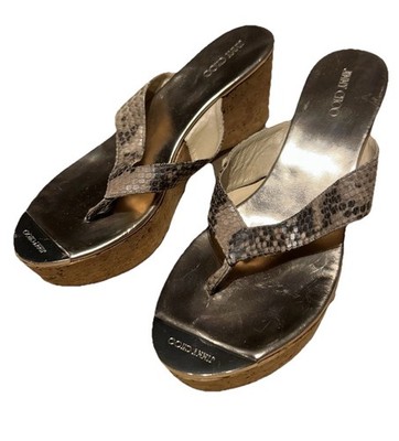 Jimmy Choo Gold / Schlangenleder Sandale Gr. 41 Schuh