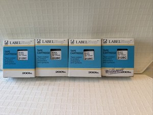 Lot of 4 K-SUN Label Shop 212BC Cartridges 12mm 1/2" Black on Clear - NEW