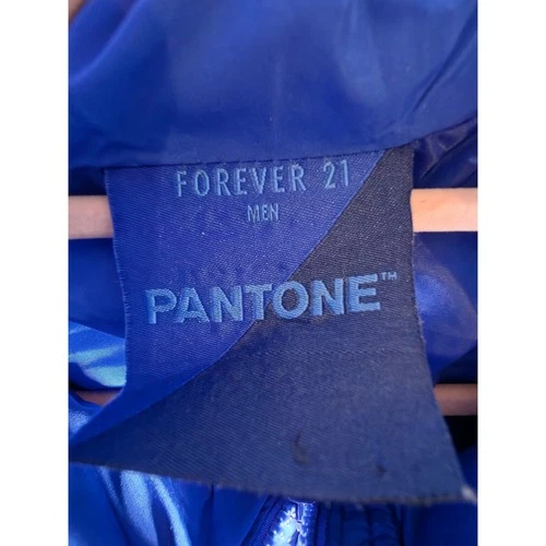 Forever 21 Men x Pantone Blue Puffer Jacket Quilted Full Zip Coat Large image 4