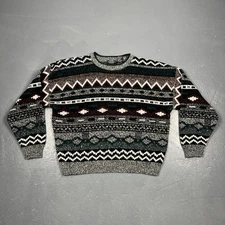 Vintage 90s Expressions Acrylic Sweater Aztec Geometric XL Multicolor VTG Dad