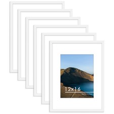 PEALSN 12x16 Picture Frame Set of 6, Display Pictures 8.5x11 with Mat or 12x1...