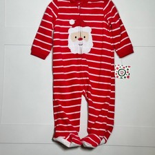 NWT Little Me Santa Christmas One-Piece Footed Sleeper Size 12M