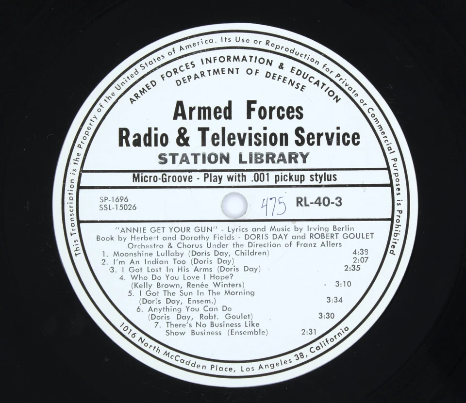 1967 AFRTS Doris Day Robert Goulet Annie Get Your Gun Armed Forces Transcription - Image 4 of 4