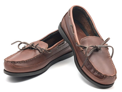 Life Outdoors Leather Brown 1-Eye Deck loafer with moc stitching Size 8.5 E2