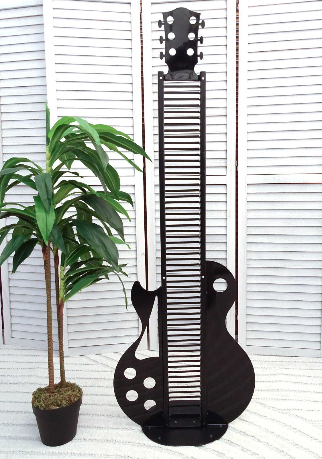 Vintage Atlantic Les Paul Guitar Shaped Music CD Holder Tower Rack 50” Rare