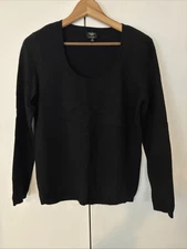 Talbots Sweater Womens Size Medium Black Pure Cashmere Knit Ladies