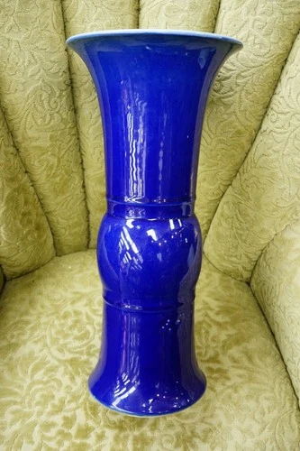 Large Chinese Blue Glazed Beaker Vase, Qing dynasty