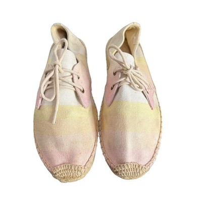 Soludos Pastel Ombre Espadrille Jute Minimalist Lace Up Shoes Size 40 US 9.5