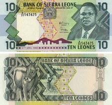 Sierra Leone 10 leone 1988 UNC Animal - Ox (P15)